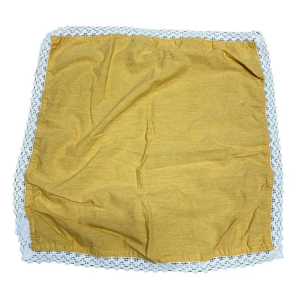 Pier 1 Imports Yellow Lace Trim  Chambray Mustard Seed Cloth Napkins Set Of 6